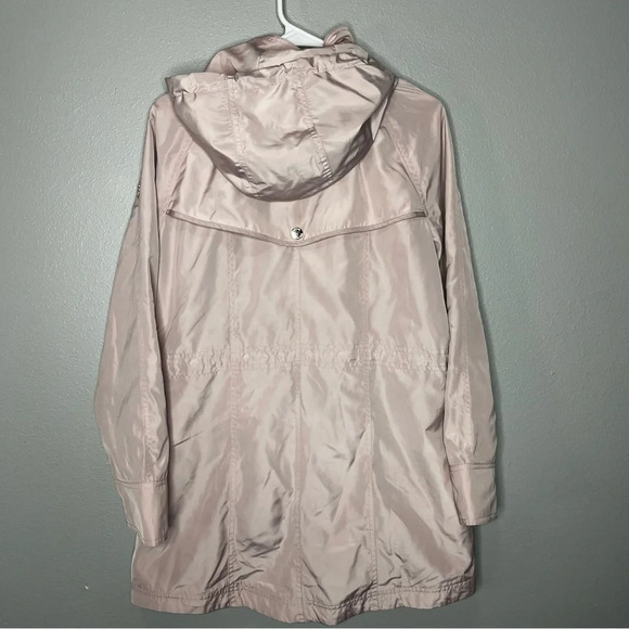 Michael Kors Jacket Women Medium Pink Gold Accents Hooded Zip Up Coat Adj Waist - Picture 8 of 13